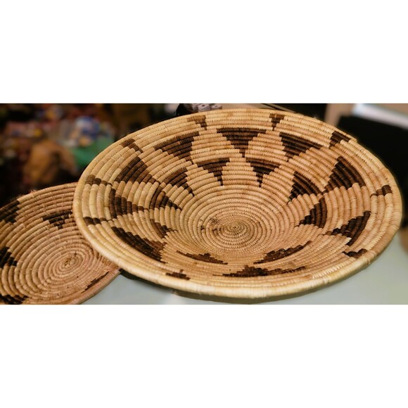 VTG Botswana Coiled Basket Bowl Set 2"Flight of the Swallows" Pattern hand woven - Picture 10 of 16